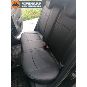 Чехлы на Кия Рио 4 / Kia Rio 4 / Оригинал / Экокожа  / Черный с синей нитью