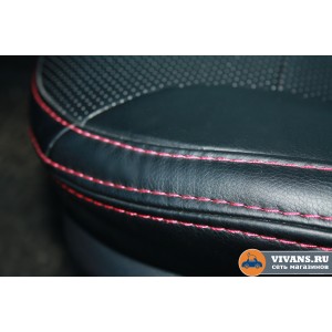 Авточехлы модельные NISSAN QASHQAI  J10 (Ниссан Кашкай 1 ) 1 поколение 2006 - 2014 / Черный с красной строчкой