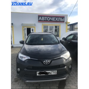Оригинальные чехлы из экокожи для Toyota RAV4 4 (CA40) (2012-2015) черный с красной нитью