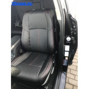 Оригинальные чехлы из экокожи для Toyota RAV4 4 (CA40) (2012-2015) черный с красной нитью