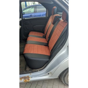 Чехлы Автопилот модельные Алькантара / Классика / Полоса / Цвет черный - коричневый