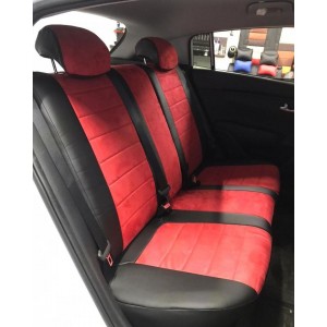 Чехлы Автопилот модельные Алькантара / Классика / Полоса / Цвет черный - красный