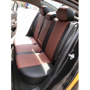 Чехлы / Автопилот / Ромб / Черный - Темно - Коричневый /