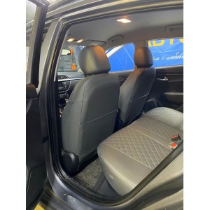 Чехлы на Хендай Солярис 2 / Автопилот / Ромб / Серый - Серый / Hyundai Solaris 2 c 2017 по 2023