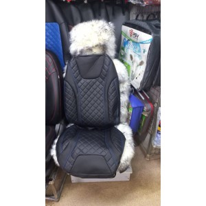 Авточехлы экокожа / универсальные / ромб с двойной строчкой