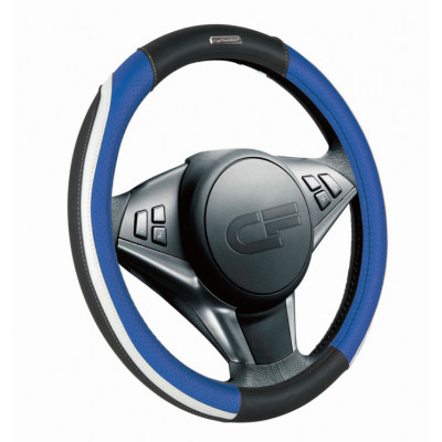STEP — Оплетка руля черный/синий/белый/белый/черный/белый