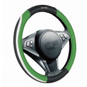 STEP — Оплетка руля черный/зеленый/белый/белый/черный/белый