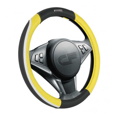 STEP — Оплетка руля черный/желтый/белый/белый/черный/белый